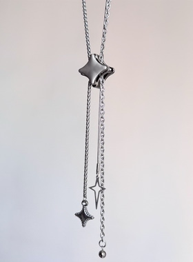 朋克金属风十字星抽拉长项链小众y2k甜酷复古日韩系ins风毛衣链