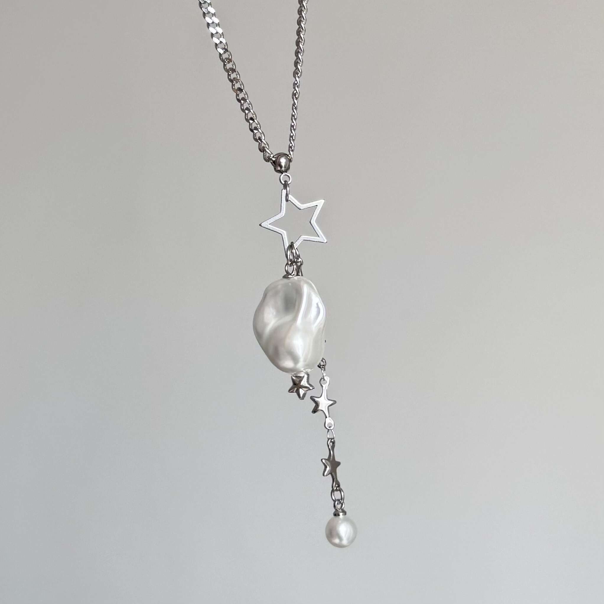 巴洛克异形珠星星五角星流苏项链日韩系ins风小众甜酷叠戴锁骨链