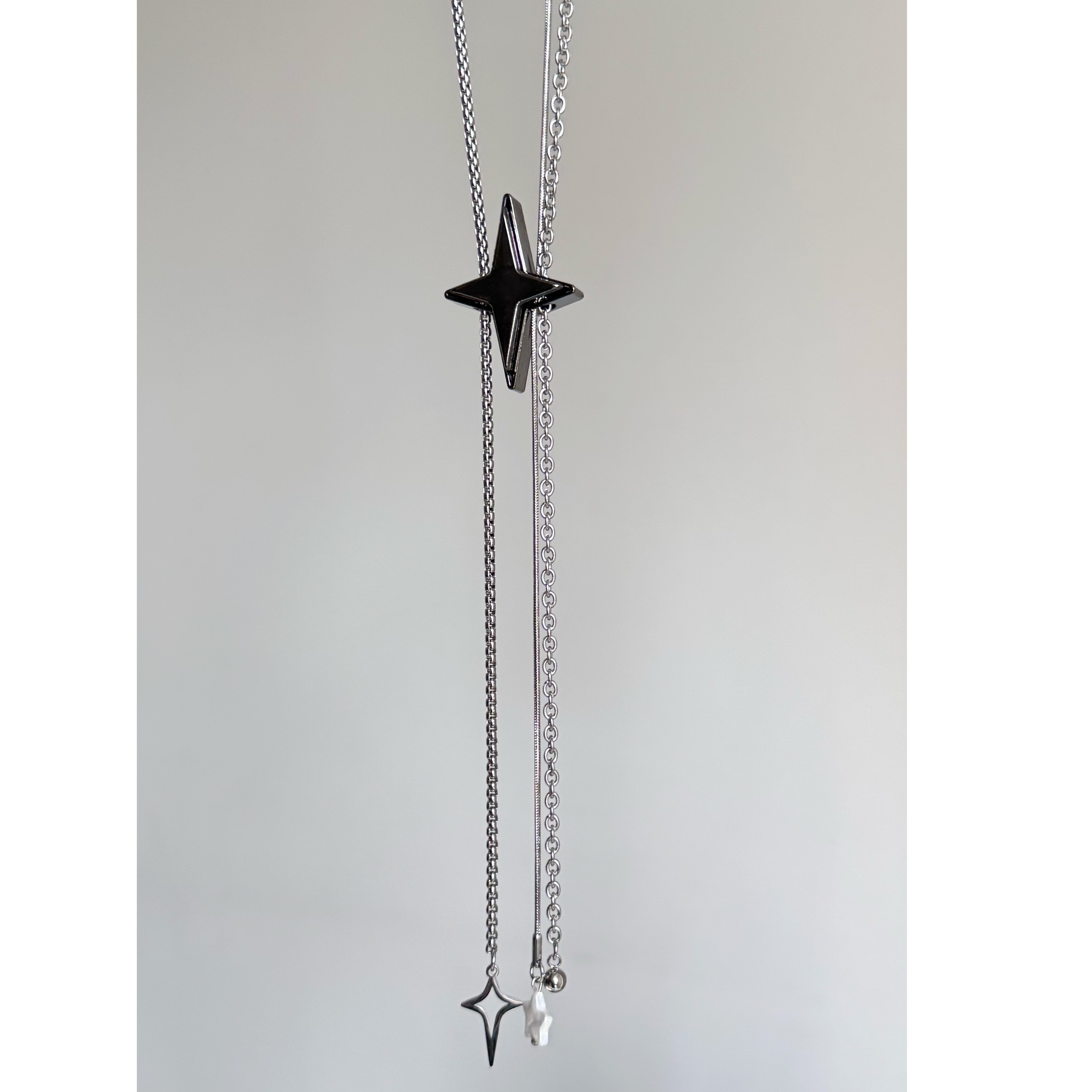 朋克金属风十字星五角星蛇骨抽拉长项链小众y2k辣妹甜酷毛衣链ins