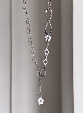 日韩系ins风镂空花朵爱心螺旋拼接可调节项链小众y2k甜酷复古简约