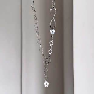 日韩系ins风镂空花朵爱心螺旋拼接可调节项链小众y2k甜酷复古简约