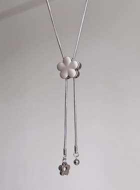 日韩系ins风复古可爱花朵抽拉调节蛇骨长项链小众设计y2k甜酷叠戴