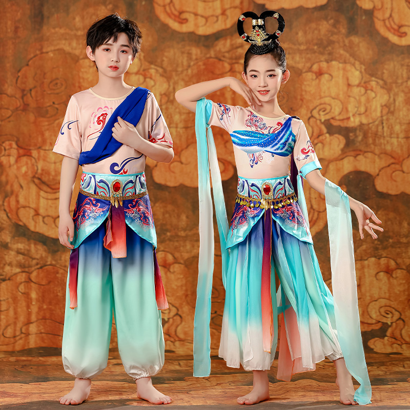 六一敦煌飞天男女童舞蹈演出服新
