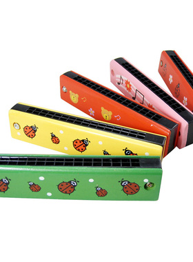 Wooden Tremolo Harmonica For Kids (Random Colors)