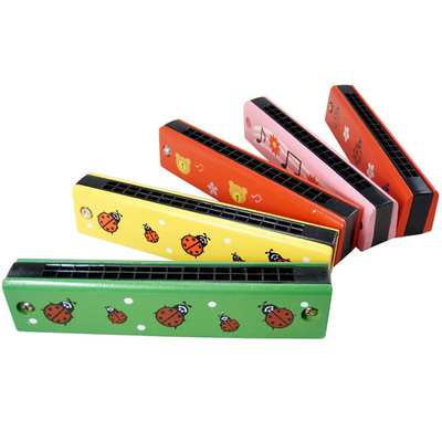 Wooden Tremolo Harmonica For Kids (Random Colors)