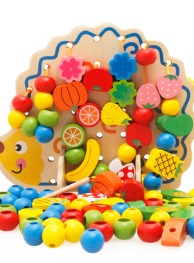 Wooden Fruit Hedgehog Creative Threading Beads Building Toy