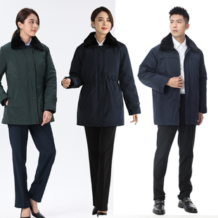 新款邮政储蓄银行棉服男冬季藏青色墨绿色男士简约拉链可拆卸大衣