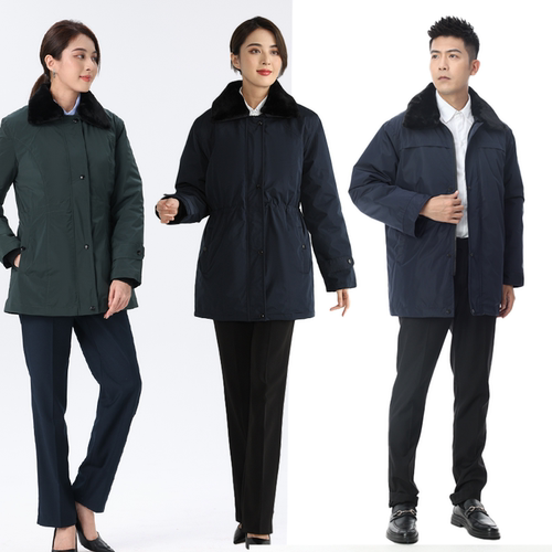 邮储银行棉服中长款毛领棉衣