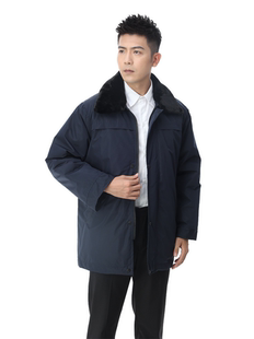 2022新款邮政储蓄银行棉服男冬季中长款棉衣藏青色加厚中长款工装