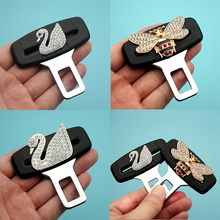 汽车安全插带卡头插卡扣插片插头可爱卡通后排副驾驶镶钻高档女