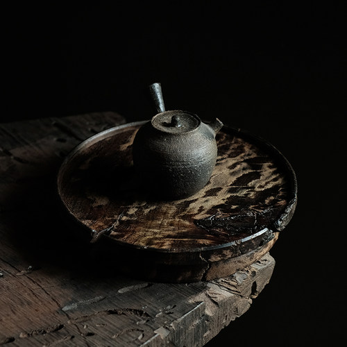 合行研物 壶承干泡茶台阴沉乌木作家手作孤品侘寂残缺美