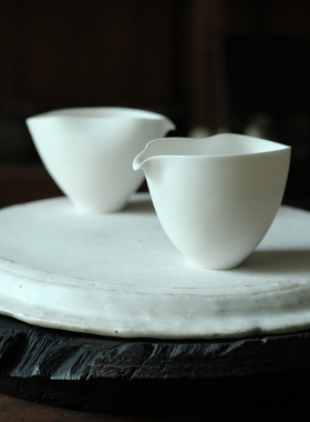 合行序 公道杯 均杯 手工制作 原矿无光白釉 160ml 茶道美物