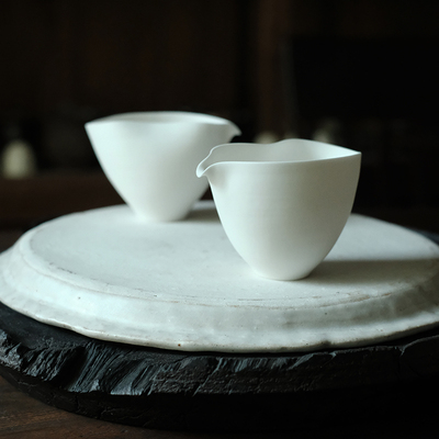 合行序 公道杯 均杯 手工制作 原矿无光白釉 160ml 茶道美物