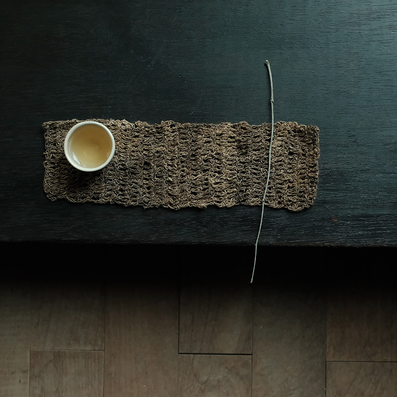 合行序 杯垫 茶巾 小茶席 手工钩织 印度手捻野生柞蚕丝