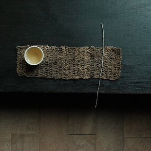 合行序 杯垫 茶巾 小茶席 手工钩织 印度手捻野生柞蚕丝
