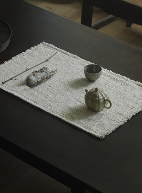 合行序 茶席纯手工缝制松弛感自然边双面凹凸棉小众原创茶席布垫