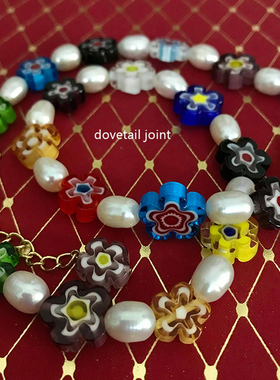 春夏款个性琉璃花珠串珠锁骨项链