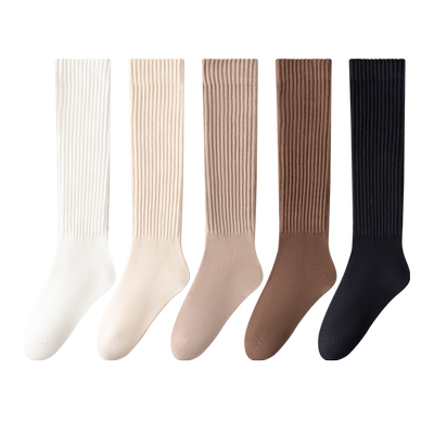 小腿袜女秋冬纯棉保暖中筒堆堆袜