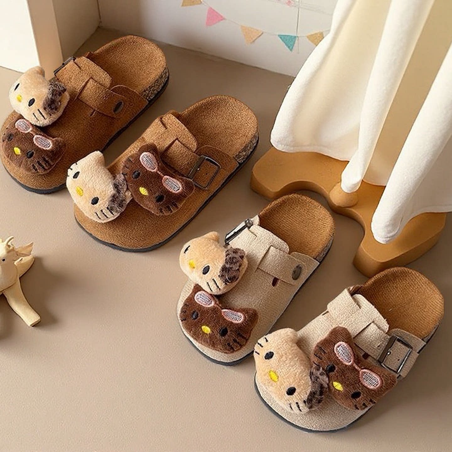 可爱儿童勃肯鞋2025外穿简约包头半拖鞋春秋女童可爱卡通棉拖鞋