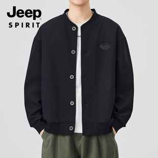 吉普开衫卫衣男士棒球服2025春秋季新款夹克潮流百搭休闲上衣外套