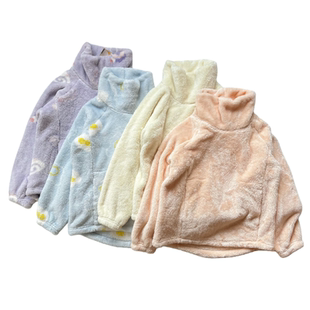 珊瑚绒长袖睡衣单件女秋冬季男情侣加厚加绒保暖上衣家居服套头衣