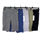 有口袋裸感瑜伽健身运动五分裤 子 女高腰弹力速干可外穿防走光短裤