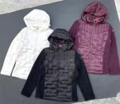 秋冬户外休闲抓绒拼接女款 外套防风透气运动夹克 棉服保暖连帽开衫