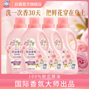 白猫花绽香氛洗衣液1千克多规格除菌大师香氛持久留香护色防串色