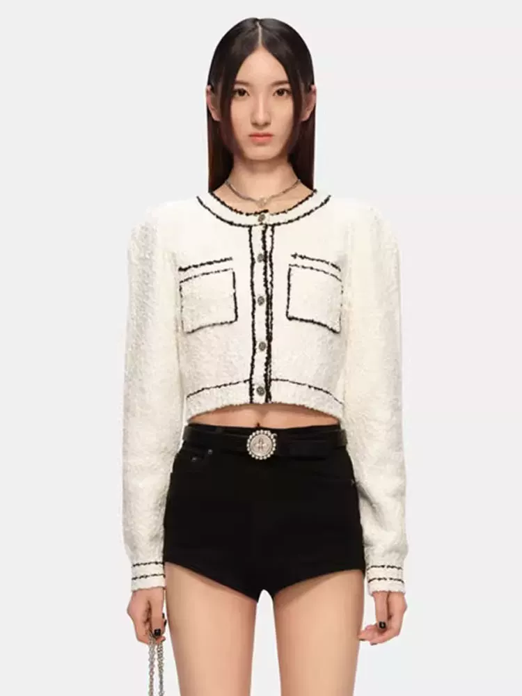 Куртка весенняя с длинным рукавом, стиль Chanel, 2023