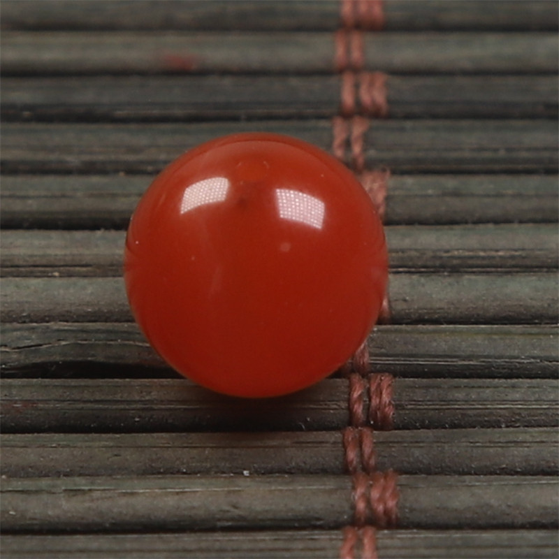 保山南红原矿柿子红单珠9.6mm