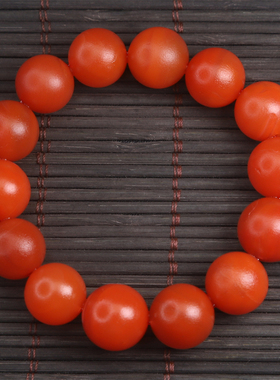 天然云南保山玛瑙手串单圈手链柿子红满色满肉手串男女款14mm