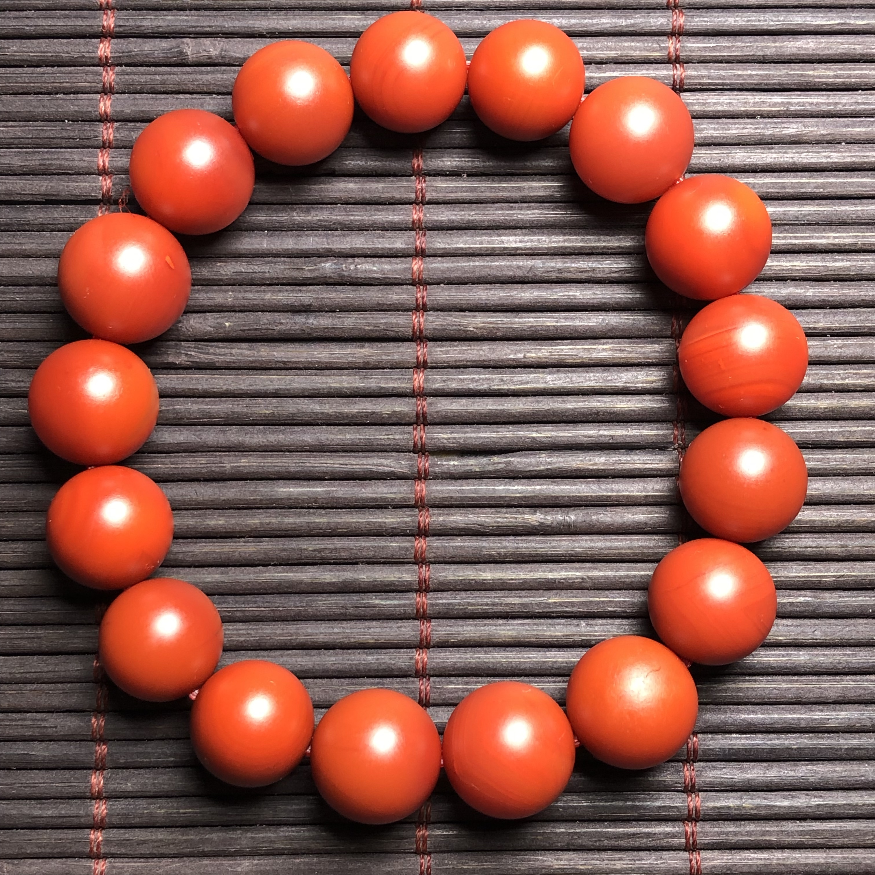 保山南红玛瑙天然原矿柿子红锦红满肉手串单圈男女款圆珠手链12mm