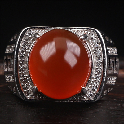 保山南红玛瑙无裂原矿戒指