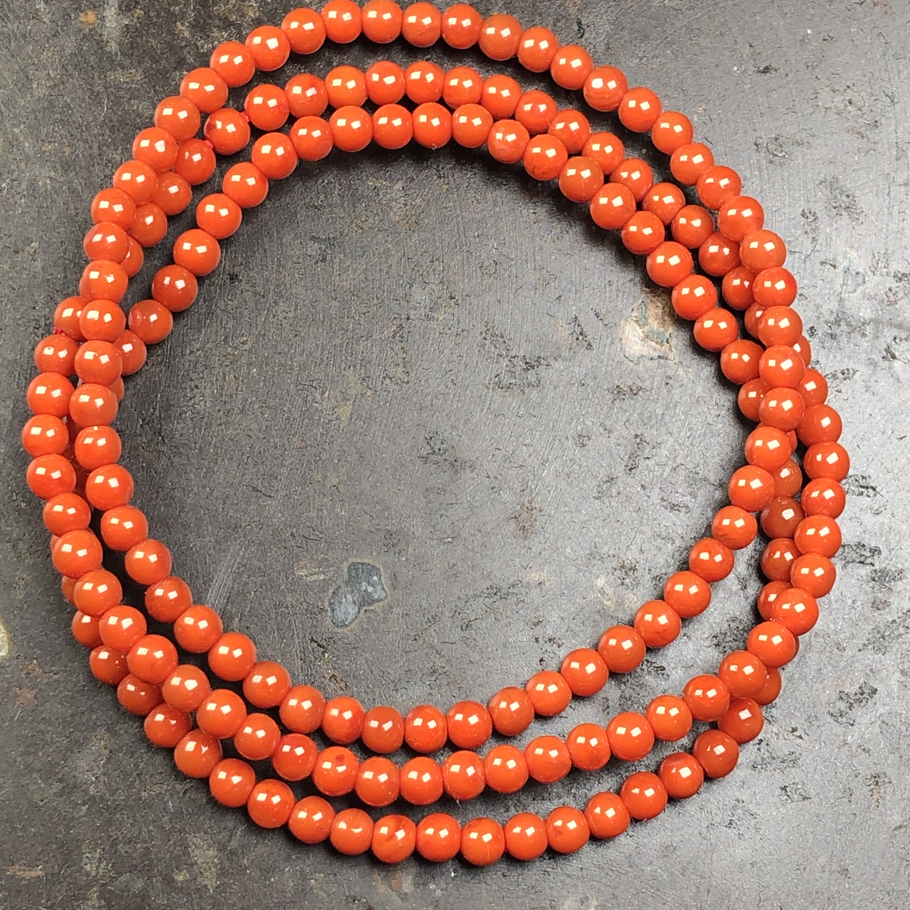 保山南红 无裂天然原矿柿子红小米珠圆珠手串单圈女款手链3.5mm