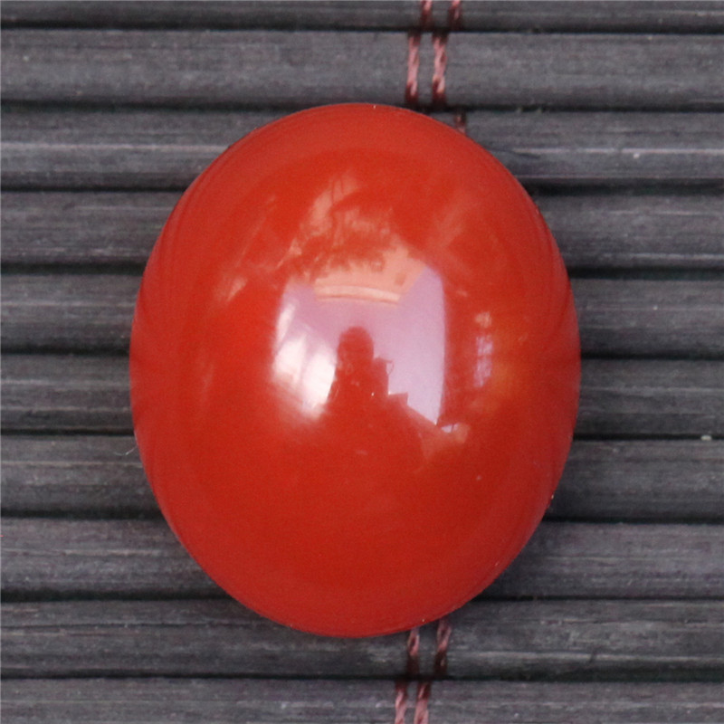 川料南红 无裂原矿柿子红蛋面 男女款戒面裸石吊坠挂件5.2克