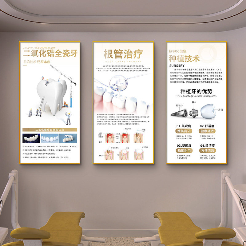 口腔诊所墙面装饰画正畸种植牙齿矫正挂画牙科医院诊室文化墙壁画