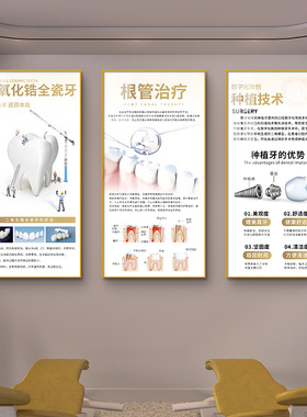 口腔诊所墙面装饰画正畸种植牙齿矫正挂画牙科医院诊室文化墙壁画