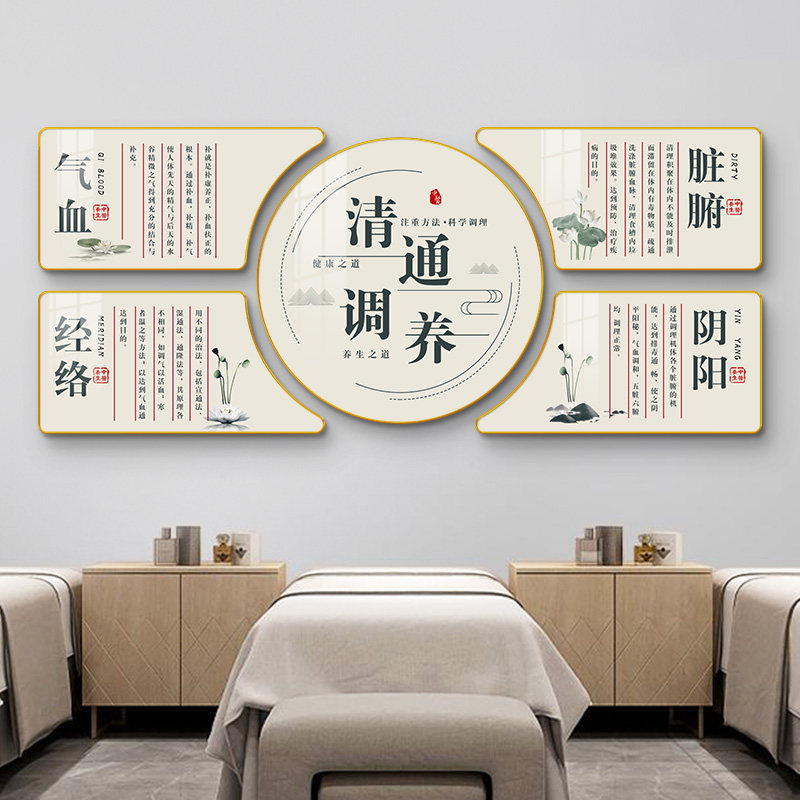 养生馆挂画中医养生馆文化墙壁画四季养生挂图美容院理疗店装饰画
