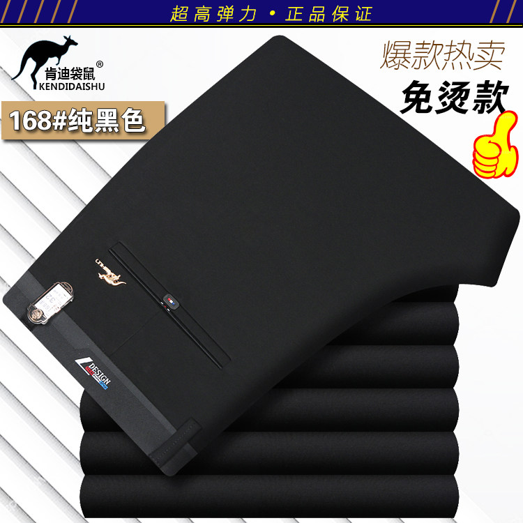 男士休闲裤秋冬厚款商务工装裤男新款裤子中年高弹力黑色直筒裤男