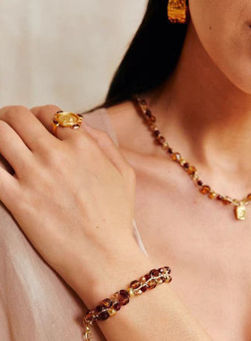 正版吴昕烟花棕叶项链新年红好运耳环女马年26过年款饰品礼物爆款