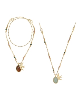 豆豆同款度假系列天然石飞燕吊坠项链小众夏新款复古长项链26新款