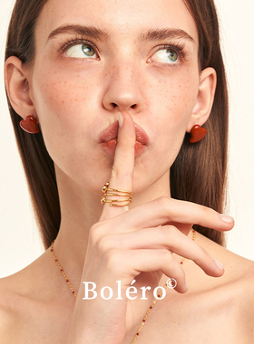 吴宣仪同款Bolero Shop奶油红爱心耳钉设计气质珐琅耳环新款耳饰