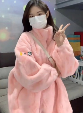 奶fufu皮草女羊羔毛外套女韩系新款冬季白色兔毛茸茸防寒学生棉服