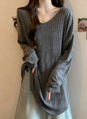 秋季韩版纯棉T恤女长袖美式蓝色辣妹修身显瘦露脐复古长款潮上衣