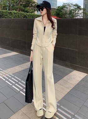 运动套装女春秋季休闲新款卫衣时尚连帽阔腿裤减龄洋气两件套炸街