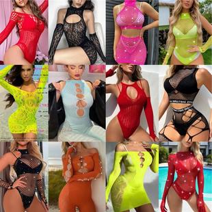 酒吧派对演出服gogo秀dj女巡场可爱气氛领舞服黑色网眼露脐套裙