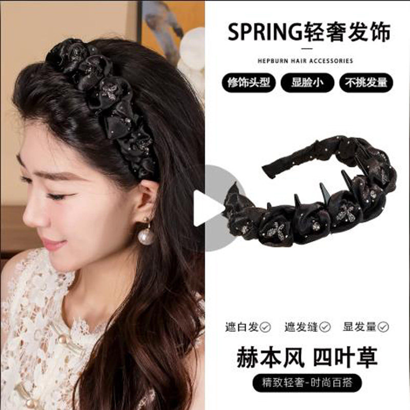 网纱超仙高级氛围感带齿发箍优雅百搭气质精致发箍高颅顶发卡发捆