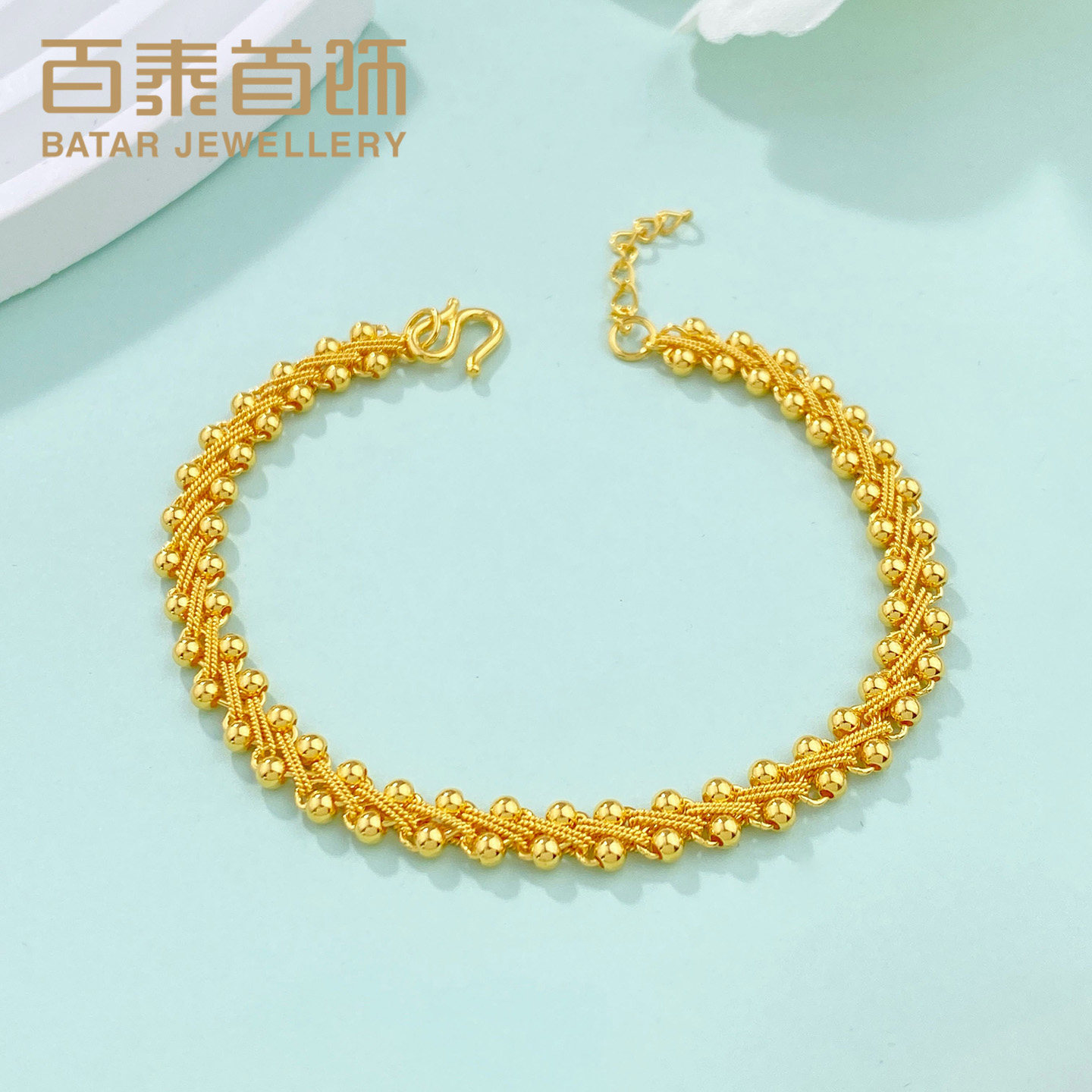 百泰首饰黄金手链女足金999手串花丝素金千丝光珠手环手饰生日礼,黄金,细金工艺计价黄金手链,淘宝优惠券,粉丝福利购,淘宝优惠卷