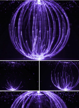 紫色粒子 震撼3D全息粒子球 led背景视频素材 舞蹈背景 婚礼背景