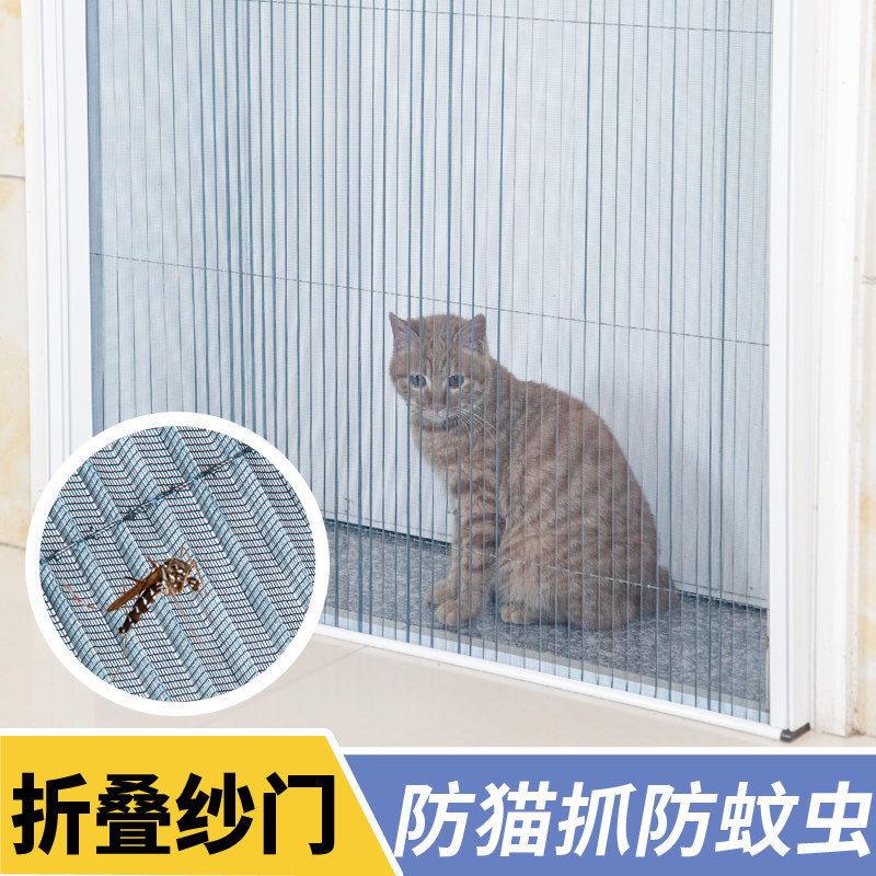 无轨隐形纱门折叠入户客厅卧室纱窗门防猫抓伸缩推拉式铝合金沙门